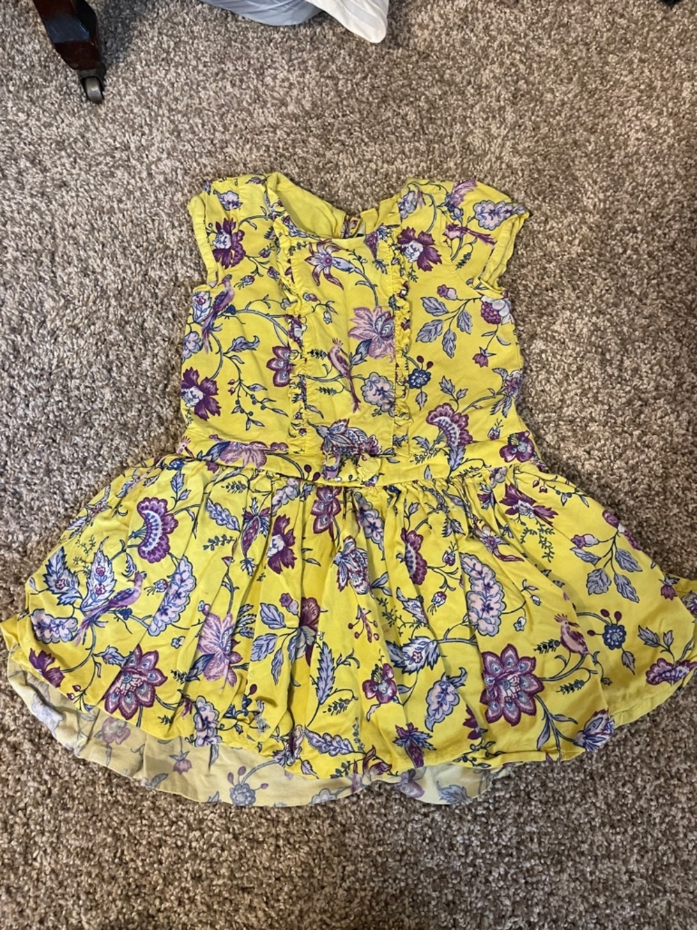 Janie and Jack floral ruffle dress size 3T yellow purple preppy summer cotton